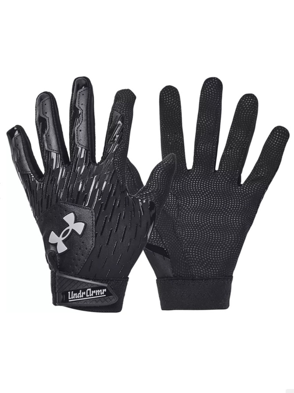 UNDER ARMOUR Youth Clean Up Culture Batting Gloves - Black/Gray Logo